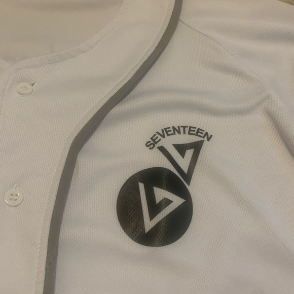 SEVENTEEN Kpop Baseball Jersey - White with Grey Trim - Carat Fan Merch - Picture 3 of 5